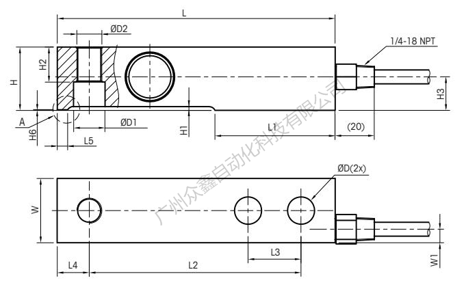 梅特勒托利多 SLB215-220KG稱重傳感器安裝尺寸1