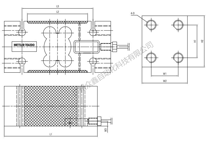 梅特勒托利多 IL-2000kg稱重傳感器安裝尺寸1