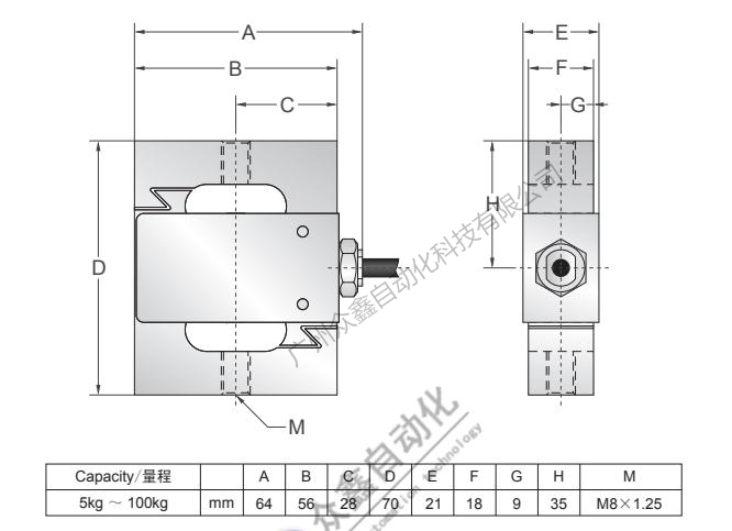 美國(guó)傳力 BAB-5MT稱(chēng)重傳感器安裝尺寸