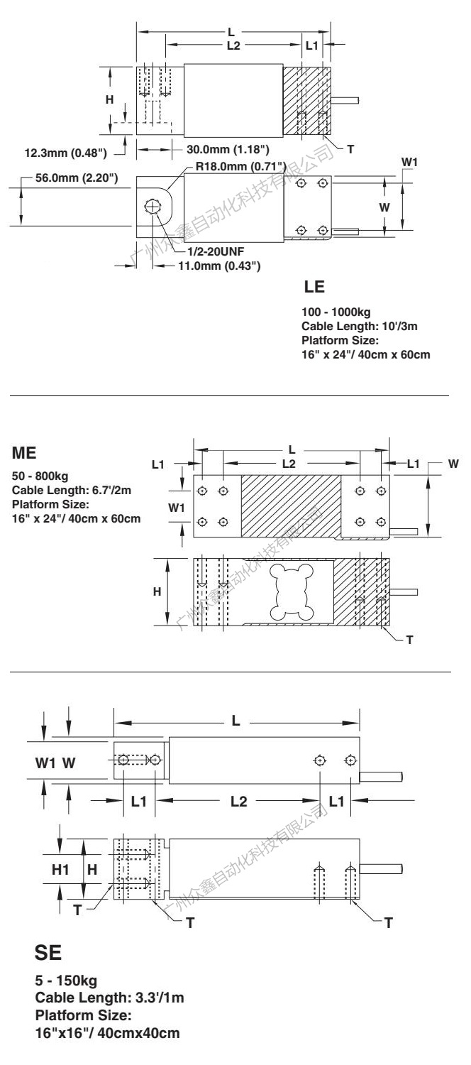 美國世銓LOC稱重傳感器產品尺寸 美國世銓LOC稱重傳感器產品尺寸
